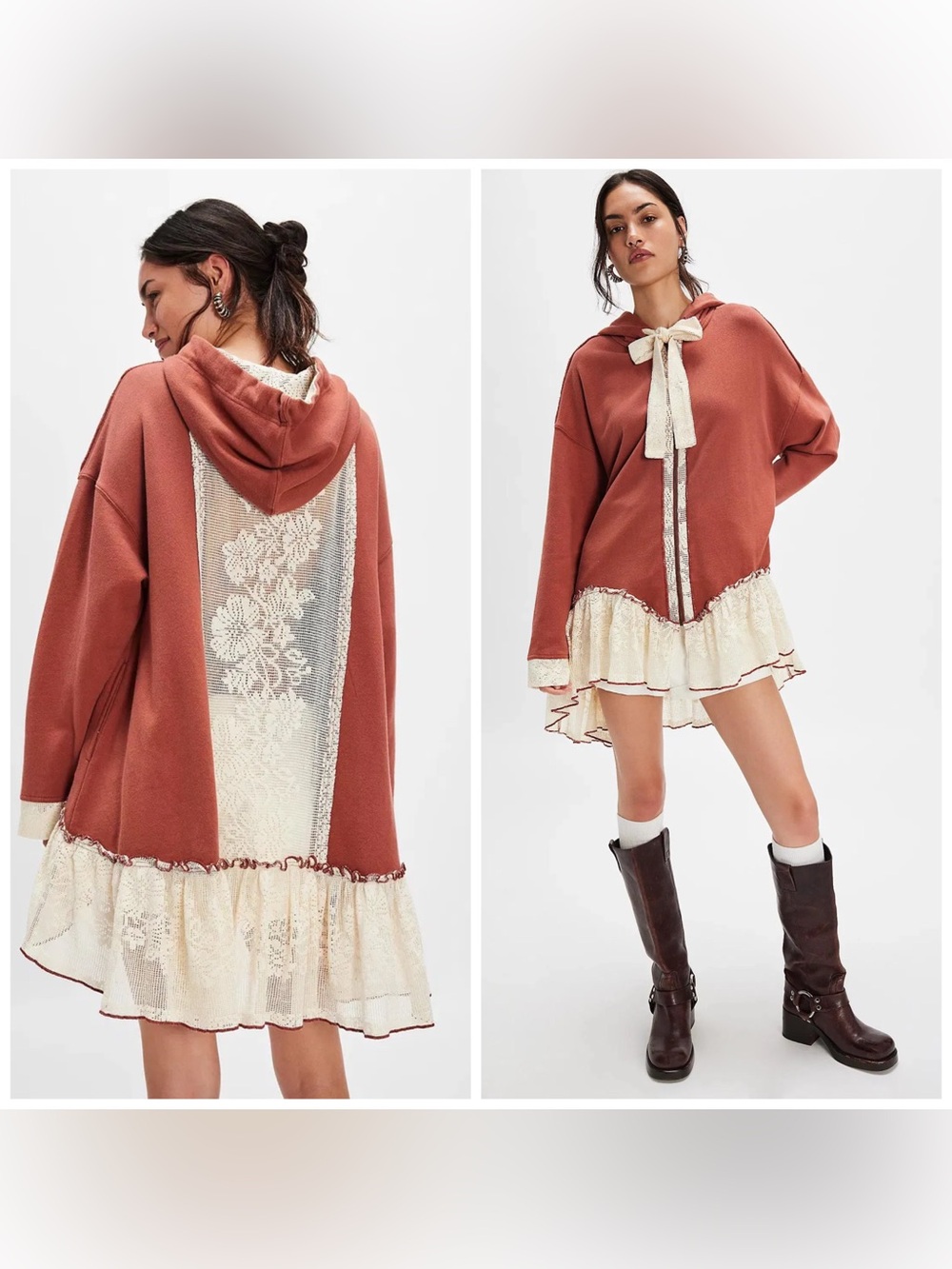 Free People Flower Child Cardi Lace Floral Brown Beige Small Granny